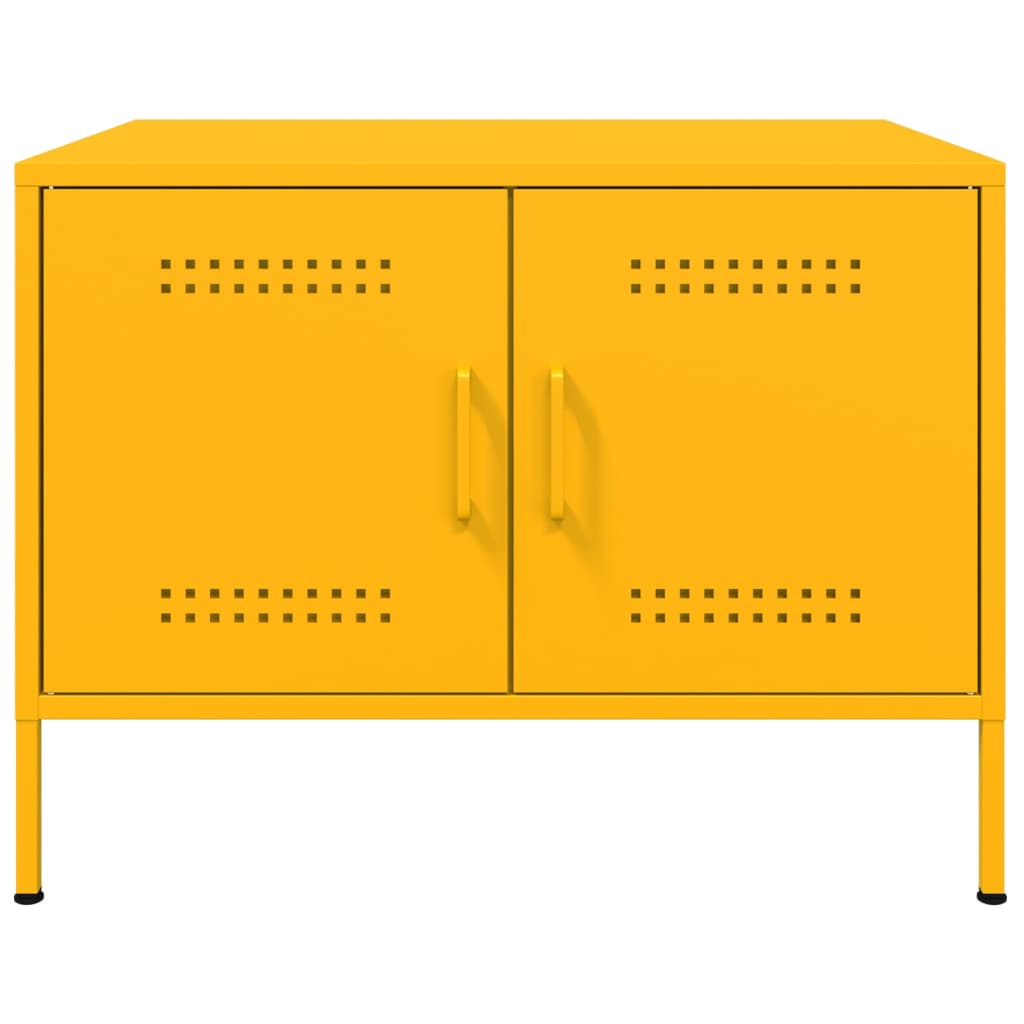 Tavolino da Salotto Giallo Senape 68x50x50,5 cm in Acciaio | homemem39