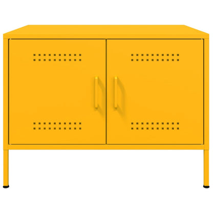 Tavolino da Salotto Giallo Senape 68x50x50,5 cm in Acciaio