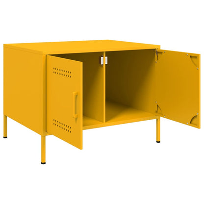 Tavolino da Salotto Giallo Senape 68x50x50,5 cm in Acciaio
