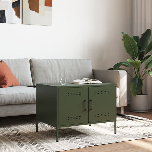 Tavolino da Salotto Verde Oliva 68x50x50,5 cm in Acciaio | homemem39