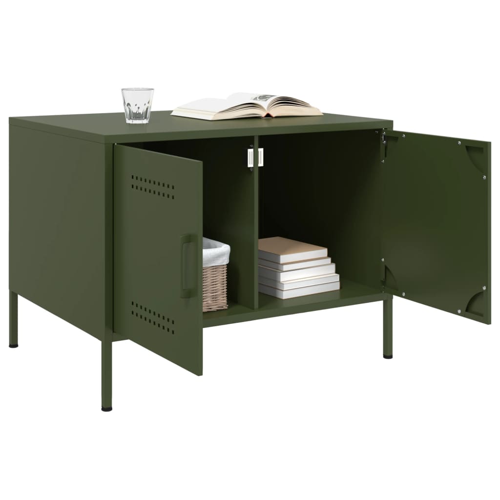 Tavolino da Salotto Verde Oliva 68x50x50,5 cm in Acciaio | homemem39