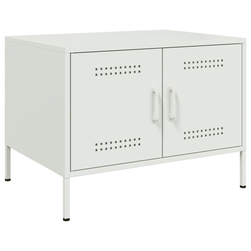 Tavolino da Salotto Bianco 68x50x50,5 cm in Acciaio