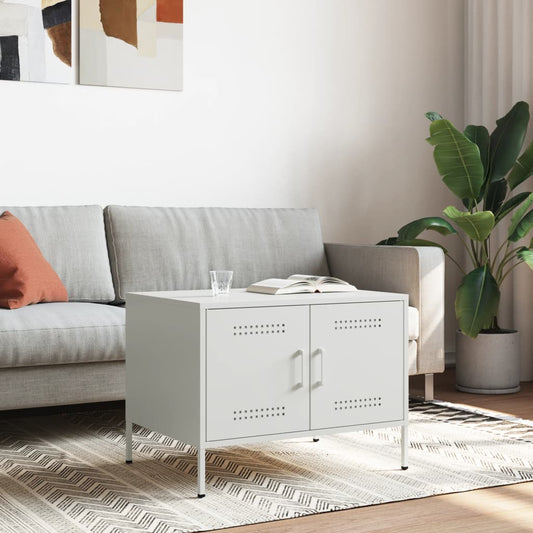Tavolino da Salotto Bianco 68x50x50,5 cm in Acciaio | homemem39
