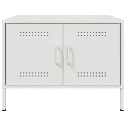 Tavolino da Salotto Bianco 68x50x50,5 cm in Acciaio | homemem39