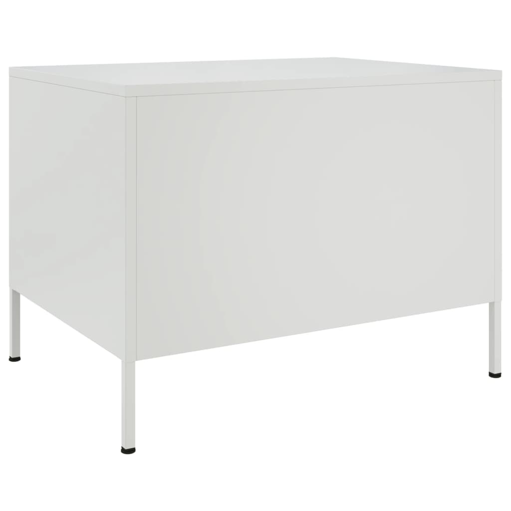 Tavolino da Salotto Bianco 68x50x50,5 cm in Acciaio | homemem39