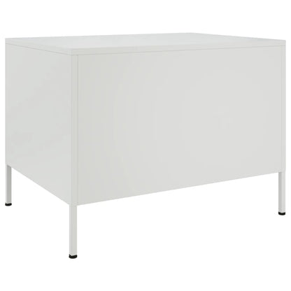 Tavolino da Salotto Bianco 68x50x50,5 cm in Acciaio | homemem39
