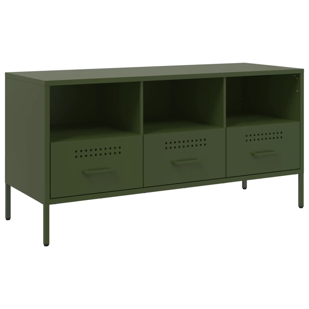 Mobile TV Verde Oliva 100,5x39x50,5 cm in Acciaio - homemem39