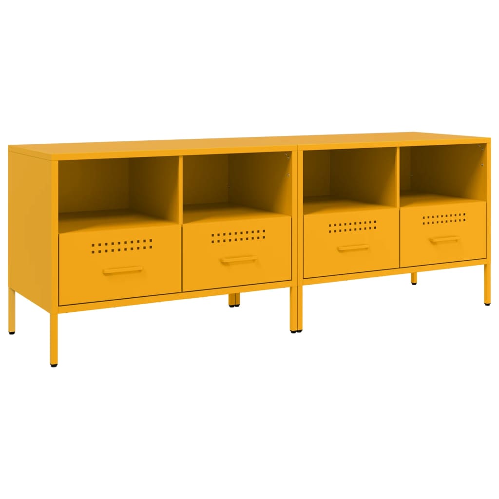 Mobili TV 2 pz Giallo Senape 68x39x50,5 cm in Acciaio - homemem39