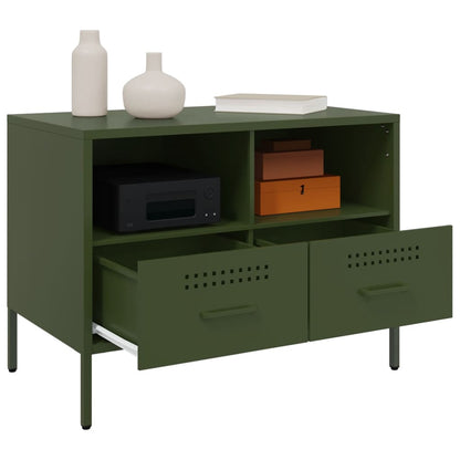 Mobile TV Verde Oliva 68x39x50,5 cm in Acciaio - homemem39