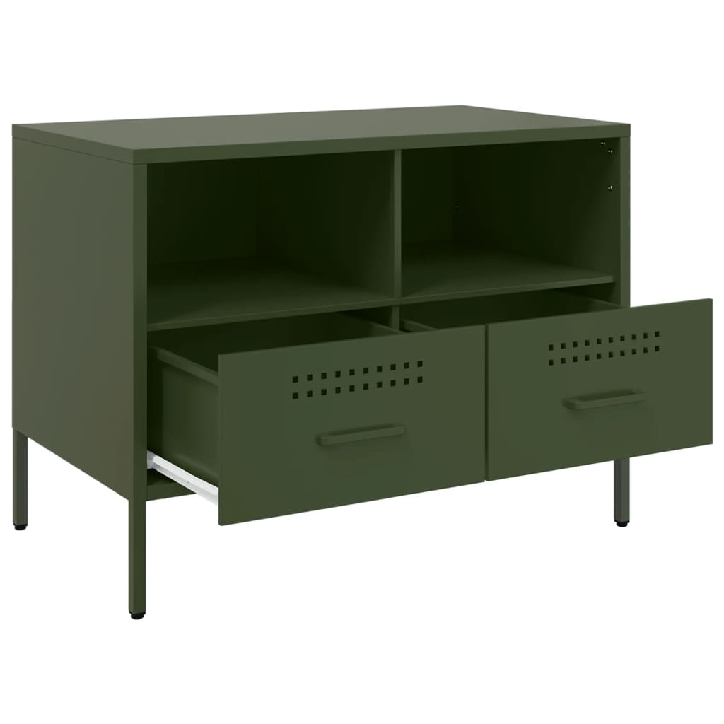 Mobile TV Verde Oliva 68x39x50,5 cm in Acciaio - homemem39