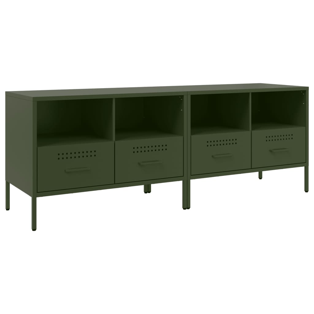 Mobili TV 2pz Verde Oliva 68x39x50,5 cm in Acciaio - homemem39