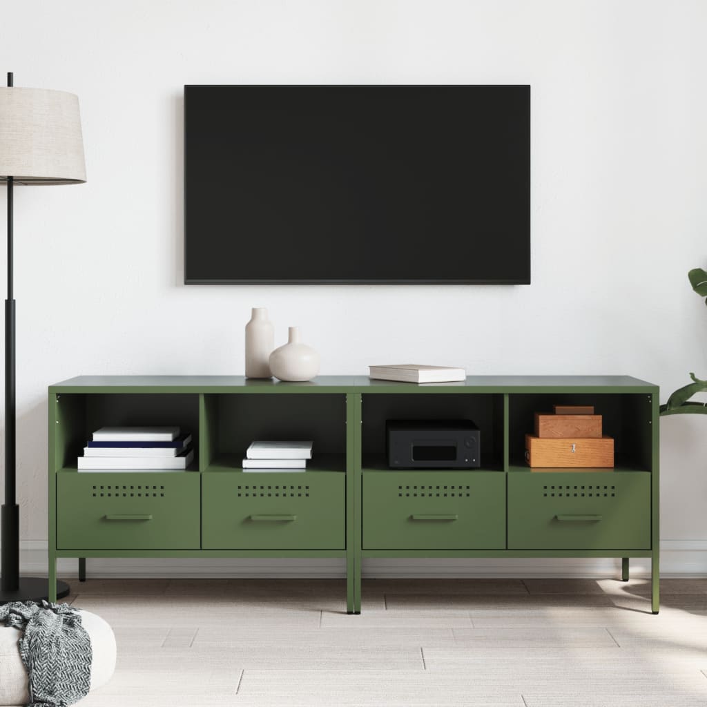 Mobili TV 2pz Verde Oliva 68x39x50,5 cm in Acciaio - homemem39