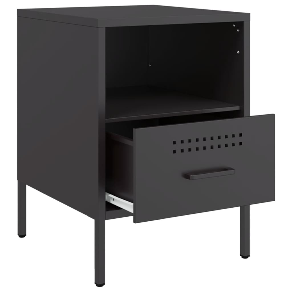 Comodino Nero 36x39x50,5 cm in Acciaio | homemem39
