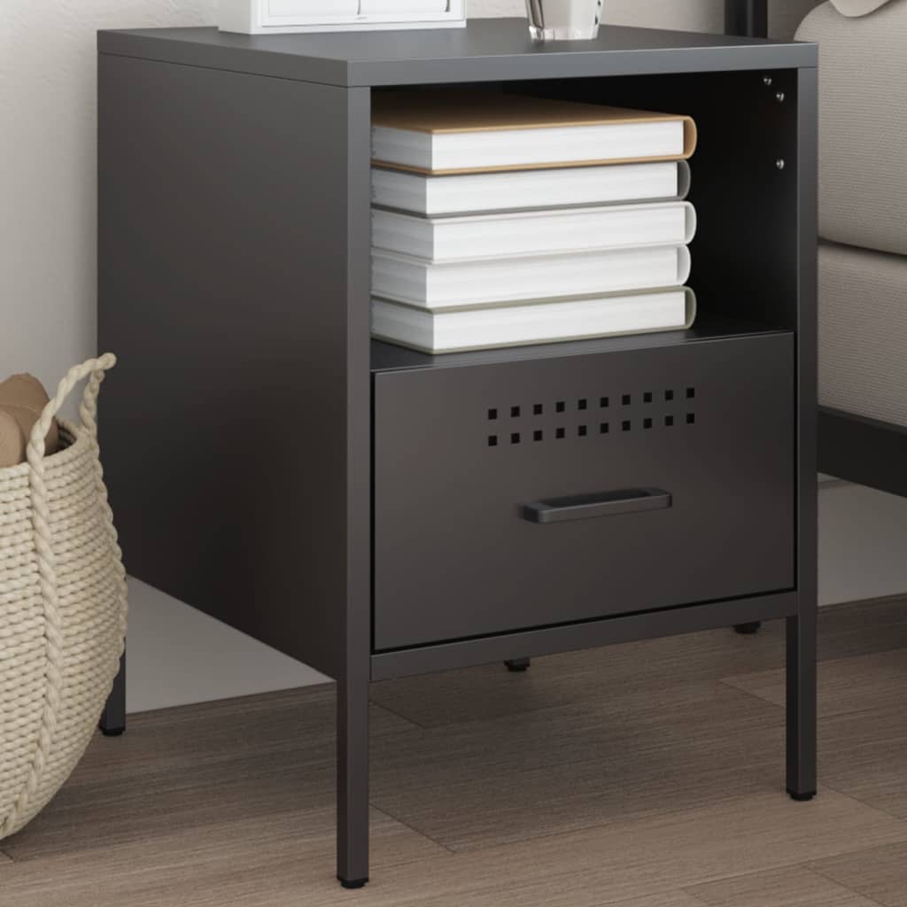 Comodino Nero 36x39x50,5 cm in Acciaio | homemem39
