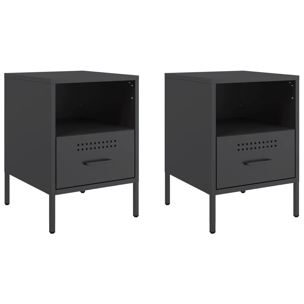 Comodini 2 pz Nero 36x39x50,5 cm in Acciaio