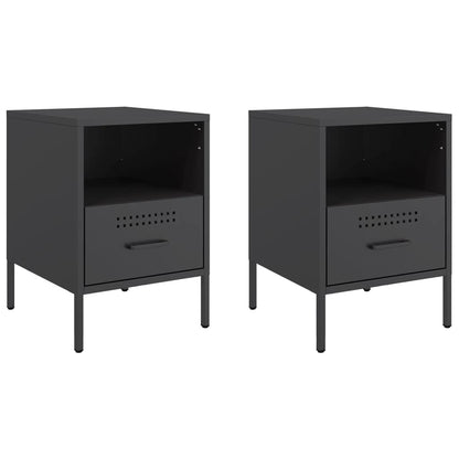 Comodini 2 pz Nero 36x39x50,5 cm in Acciaio