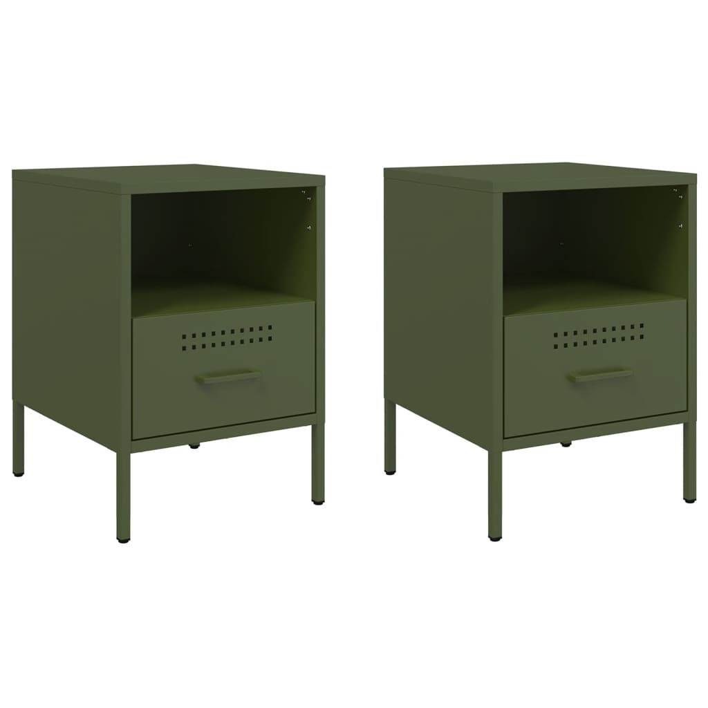 Comodini 2 pz Verde Oliva 36x39x50,5 cm in Acciaio - homemem39