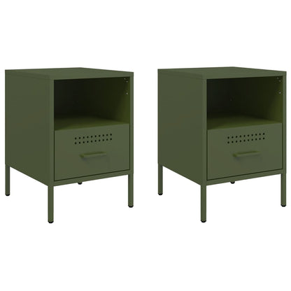 Comodini 2 pz Verde Oliva 36x39x50,5 cm in Acciaio - homemem39