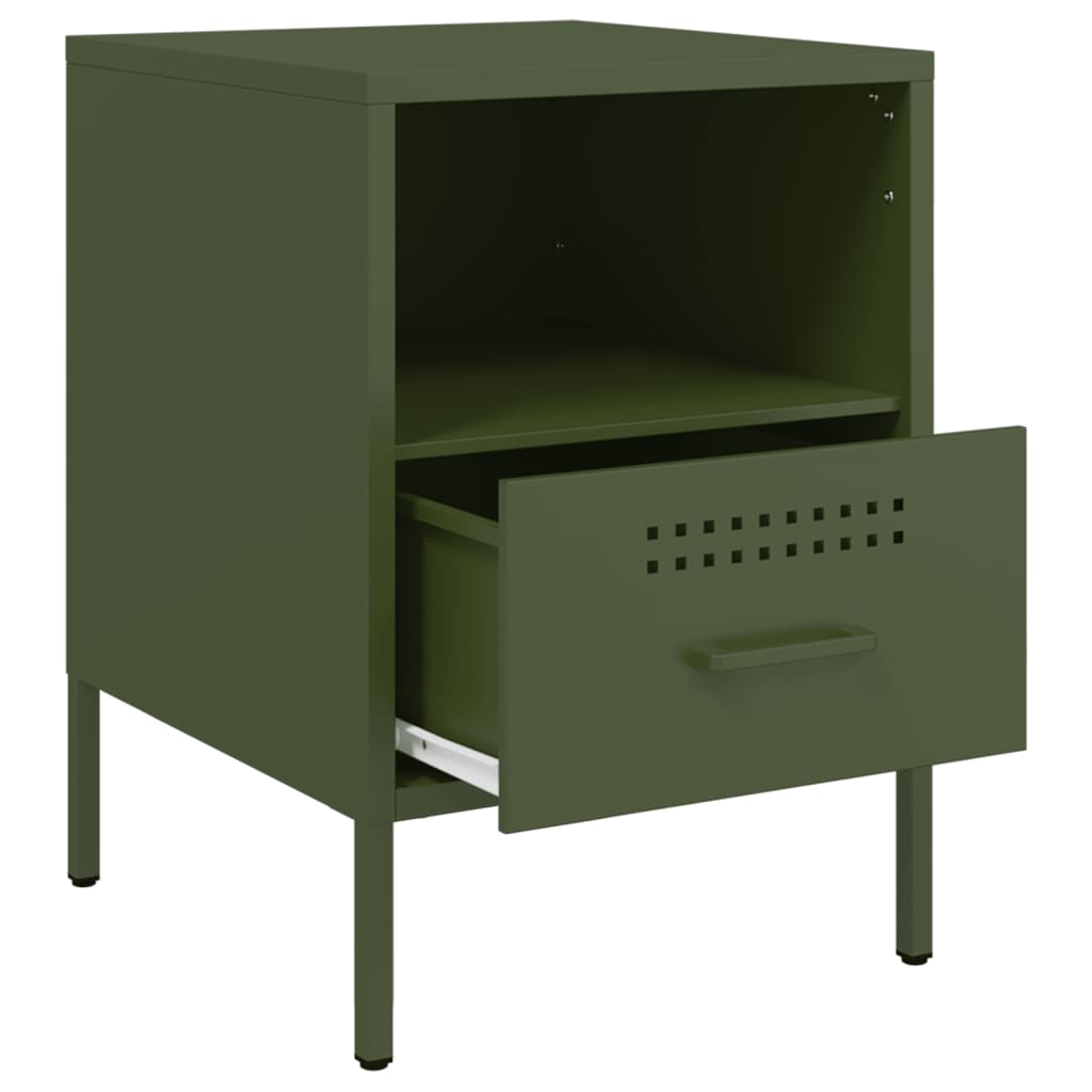 Comodini 2 pz Verde Oliva 36x39x50,5 cm in Acciaio - homemem39