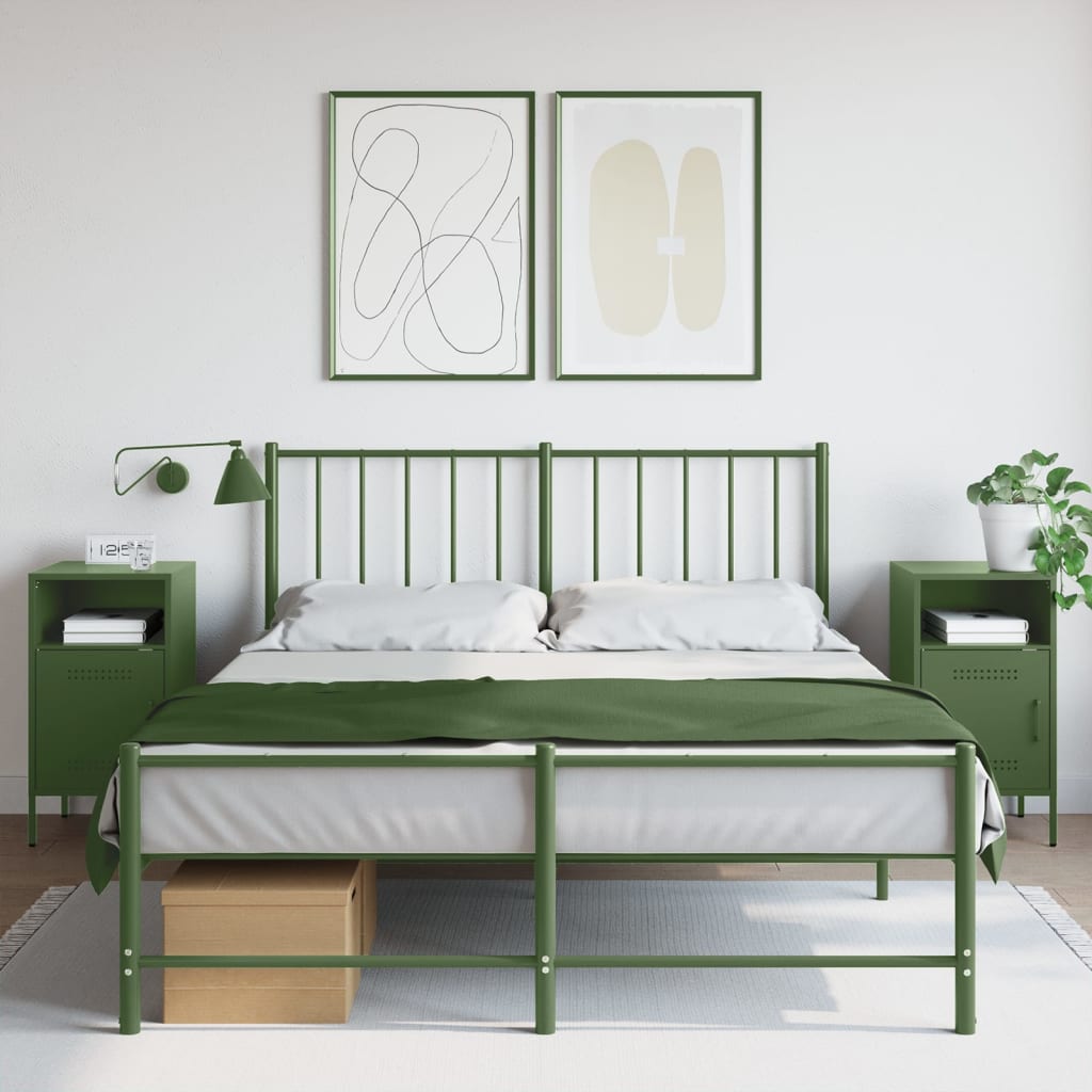 Comodini 2 pz Verde Oliva 36x39x68 cm in Acciaio - homemem39