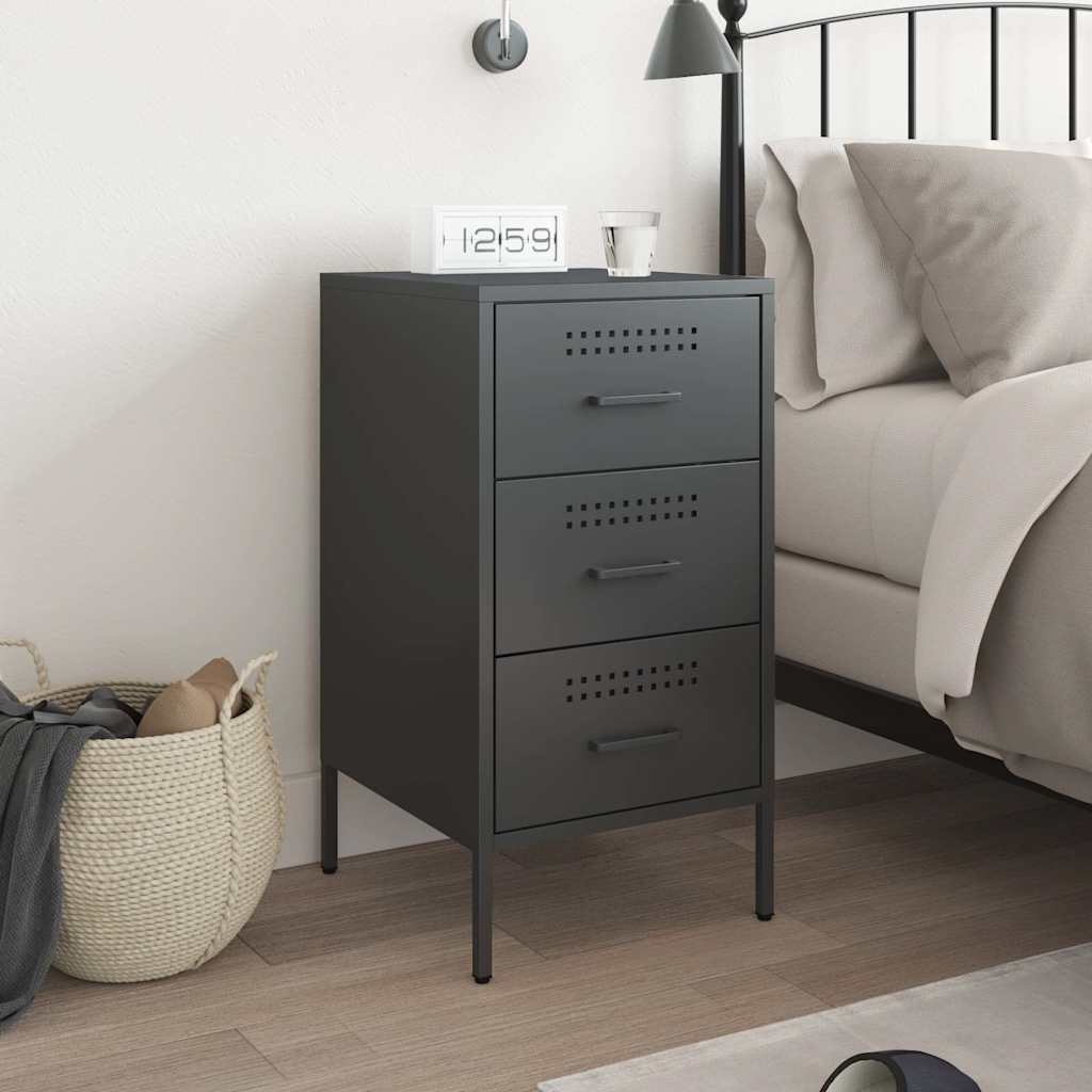 Comodino Nero 36x39x68 cm in Acciaio | homemem39