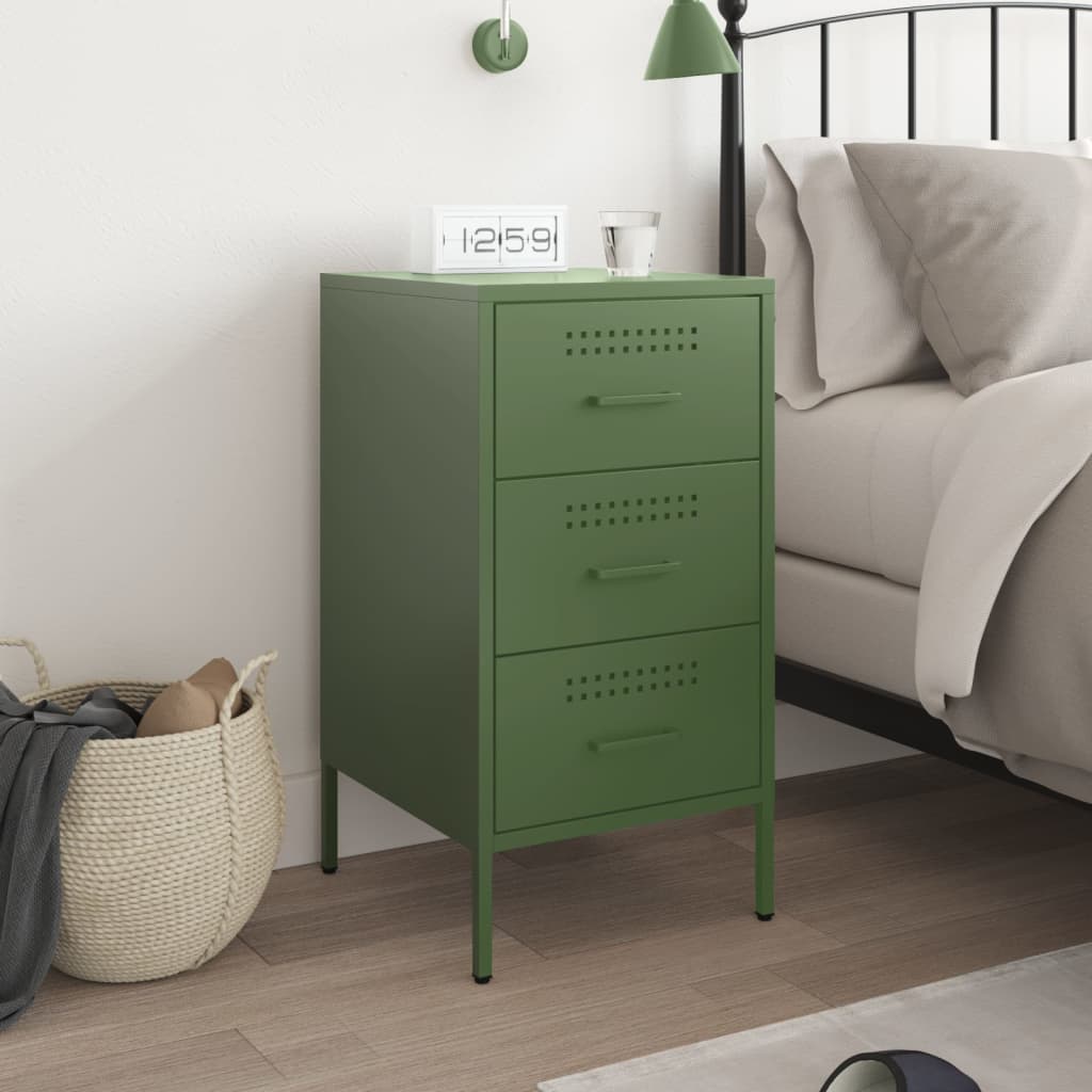 Comodino Verde Oliva 36x39x68 cm in Acciaio - homemem39