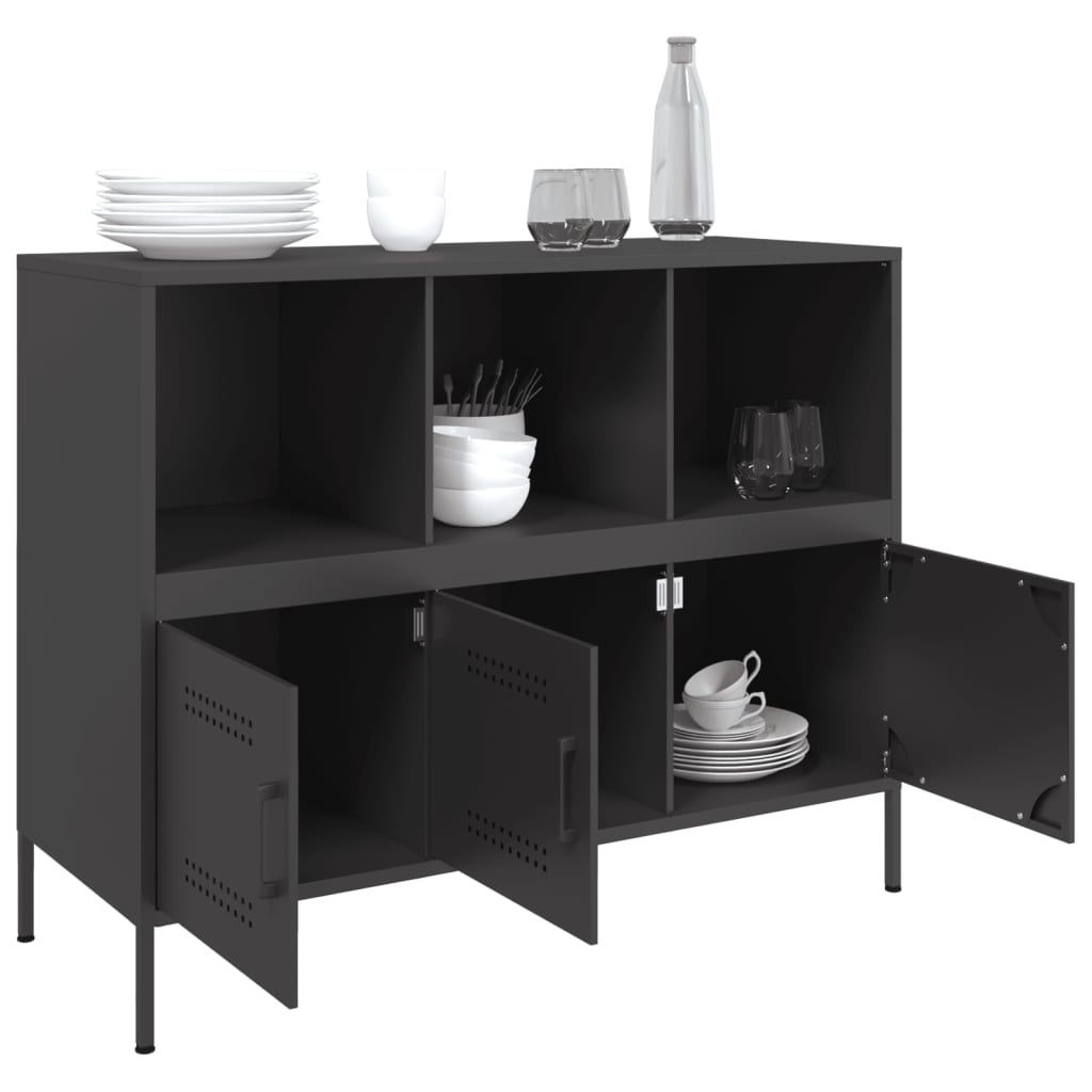 Credenza Nera 100,5x39x79 cm in Acciaio - homemem39