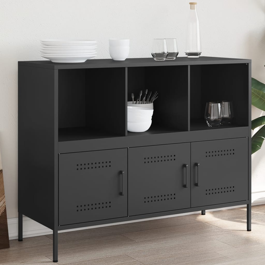Credenza Nera 100,5x39x79 cm in Acciaio - homemem39