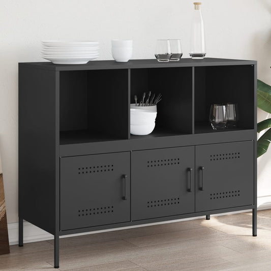 Credenza Nera 100,5x39x79 cm in Acciaio - homemem39