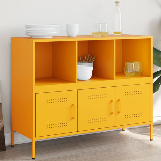 Credenza Giallo Senape 100,5x39x79 cm in Acciaio