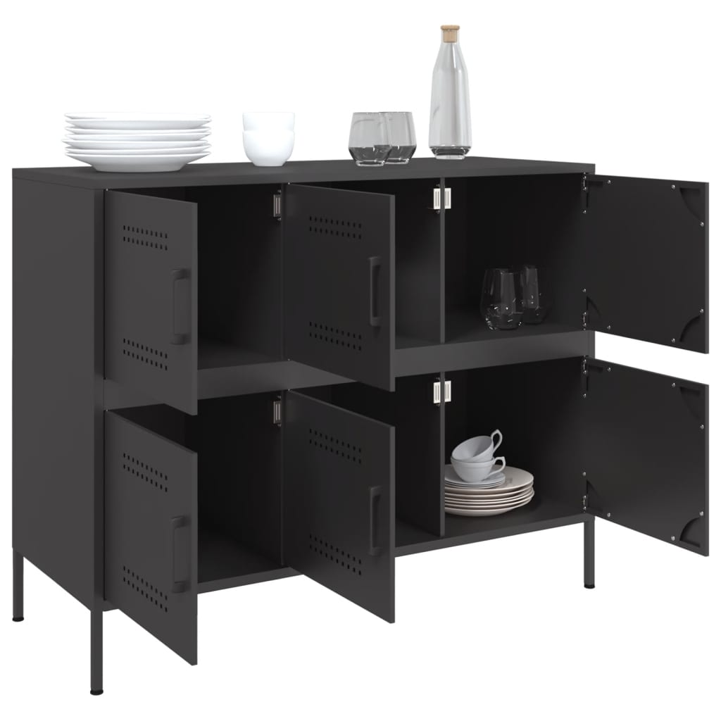 Credenza Nera 100,5x39x79 cm in Acciaio