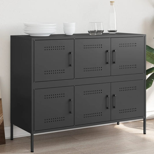 Credenza Nera 100,5x39x79 cm in Acciaio