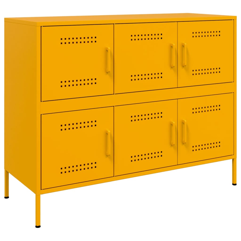 Credenza Giallo Senape 100,5x39x79 cm in Acciaio