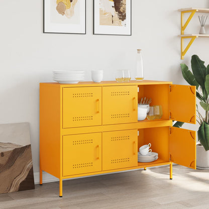 Credenza Giallo Senape 100,5x39x79 cm in Acciaio