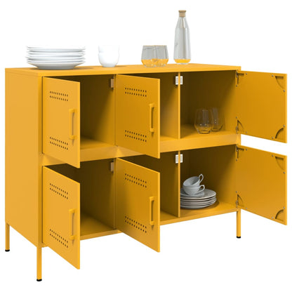 Credenza Giallo Senape 100,5x39x79 cm in Acciaio