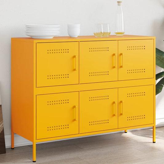 Credenza Giallo Senape 100,5x39x79 cm in Acciaio