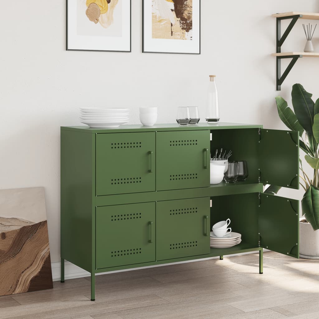 Credenza Verde Oliva 100,5x39x79 cm in Acciaio