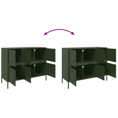 Credenza Verde Oliva 100,5x39x79 cm in Acciaio