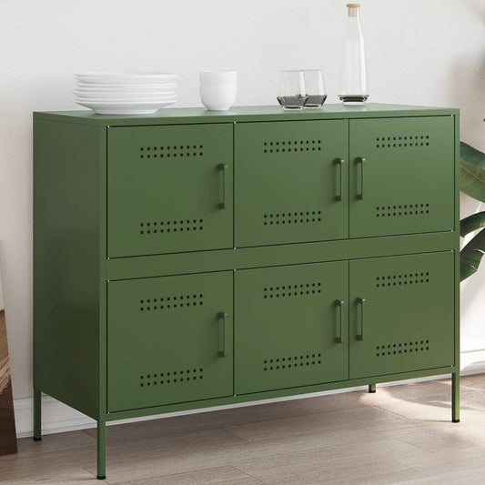 Credenza Verde Oliva 100,5x39x79 cm in Acciaio