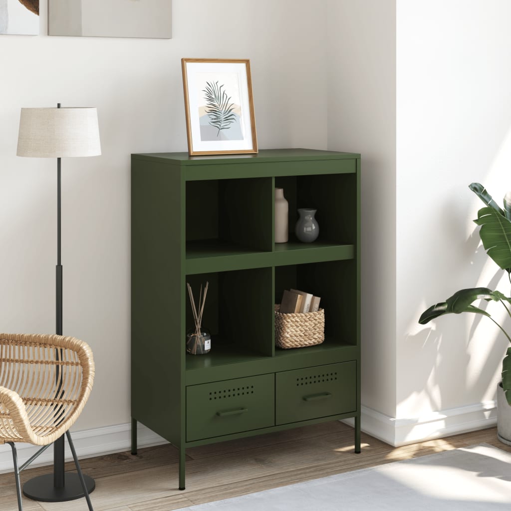 Credenza Verde Oliva 68x39x101,5 cm in Acciaio - homemem39