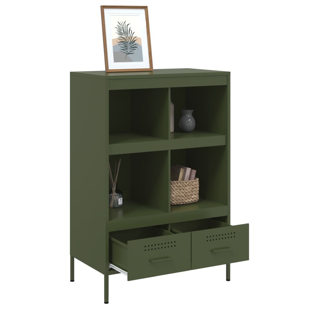 Credenza Verde Oliva 68x39x101,5 cm in Acciaio