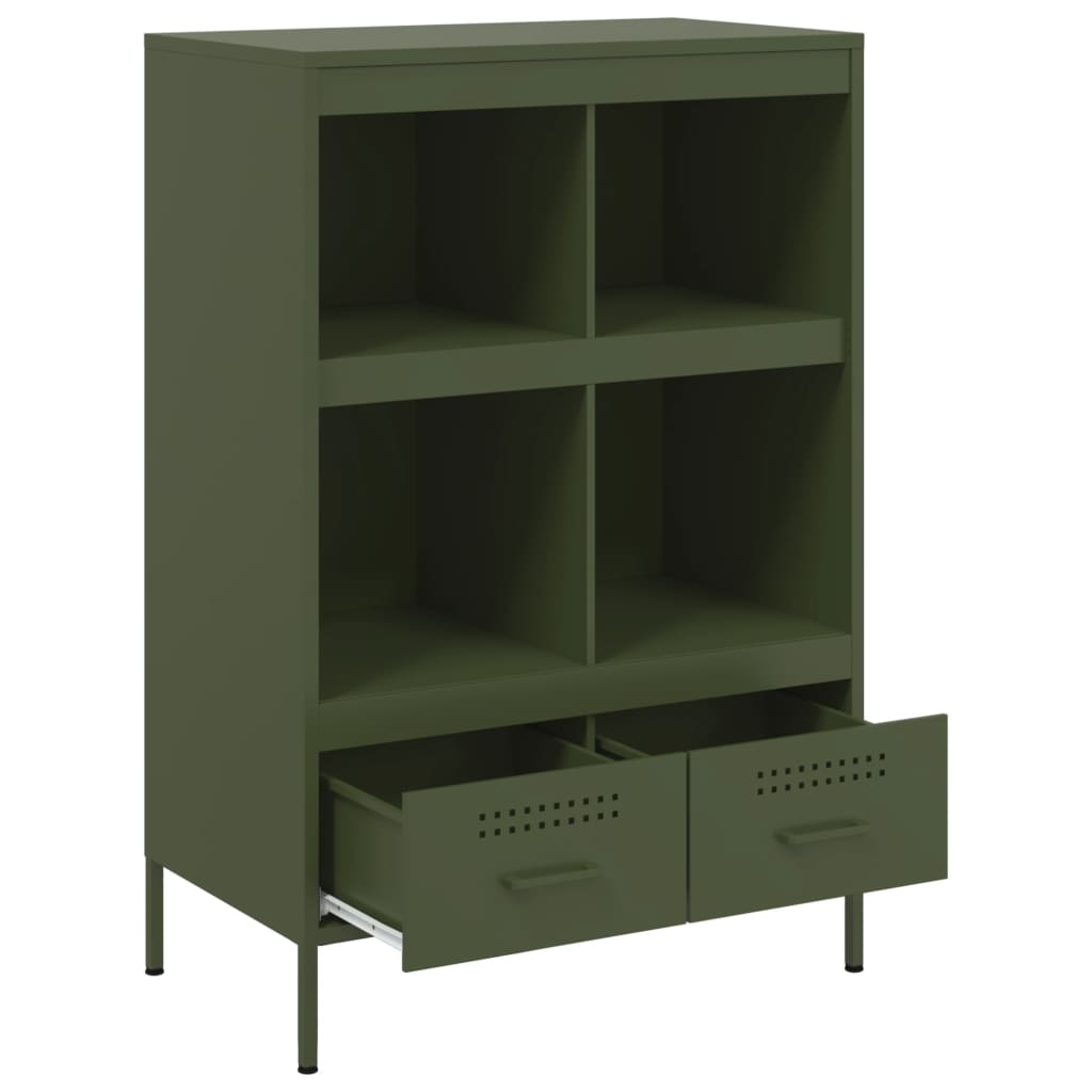 Credenza Verde Oliva 68x39x101,5 cm in Acciaio - homemem39