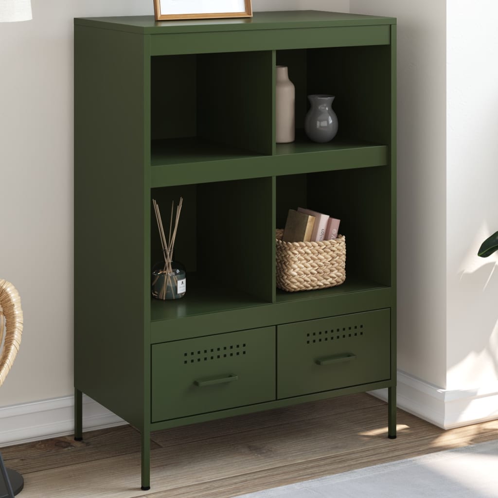 Credenza Verde Oliva 68x39x101,5 cm in Acciaio