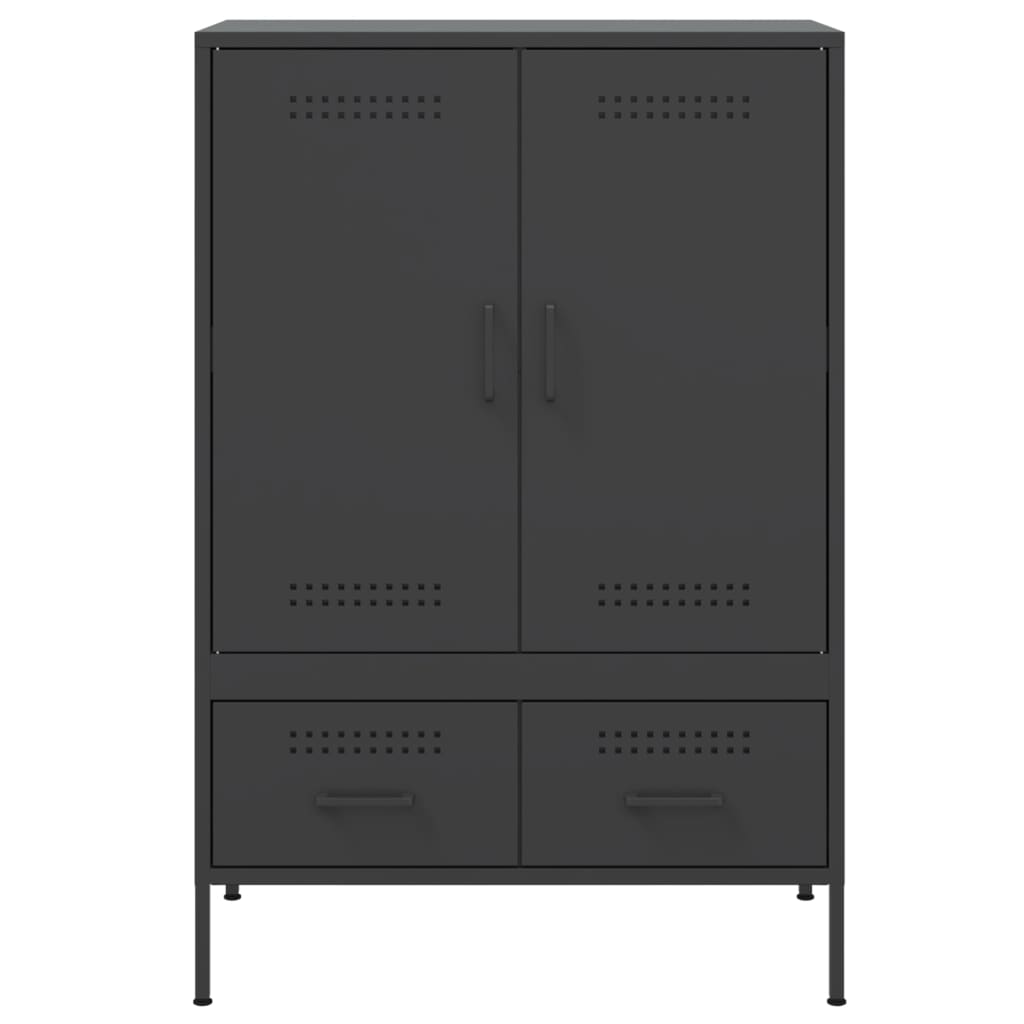 Credenza Nera 68x39x101,5 cm in Acciaio - homemem39