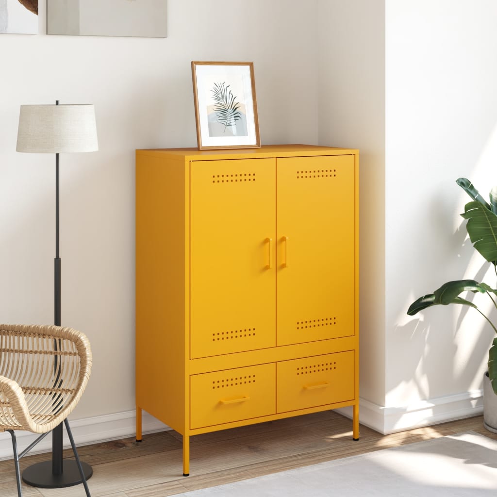 Credenza Giallo Senape 68x39x101,5 cm in Acciaio