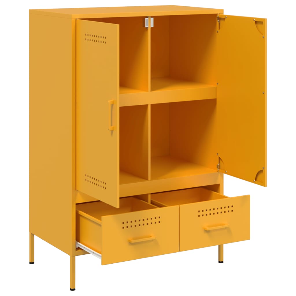 Credenza Giallo Senape 68x39x101,5 cm in Acciaio