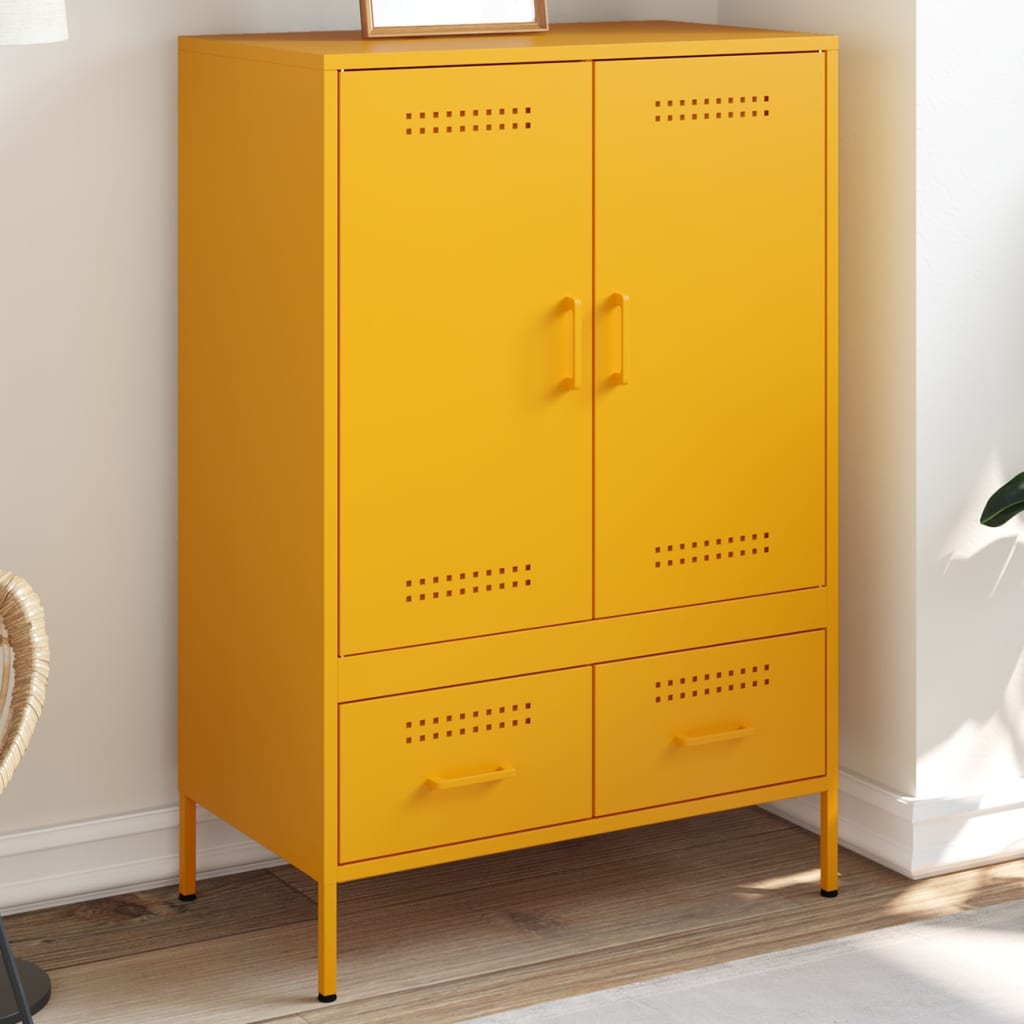 Credenza Giallo Senape 68x39x101,5 cm in Acciaio