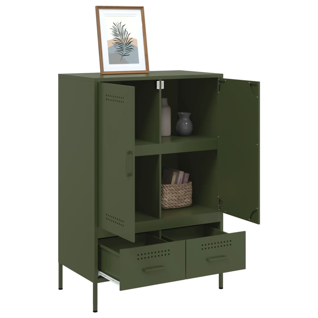 Credenza Verde Oliva 68x39x101,5 cm in Acciaio