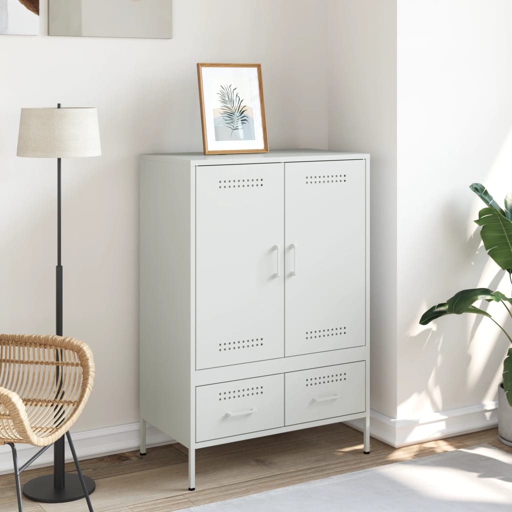 Credenza Bianca 68x39x101,5 cm in Acciaio - homemem39