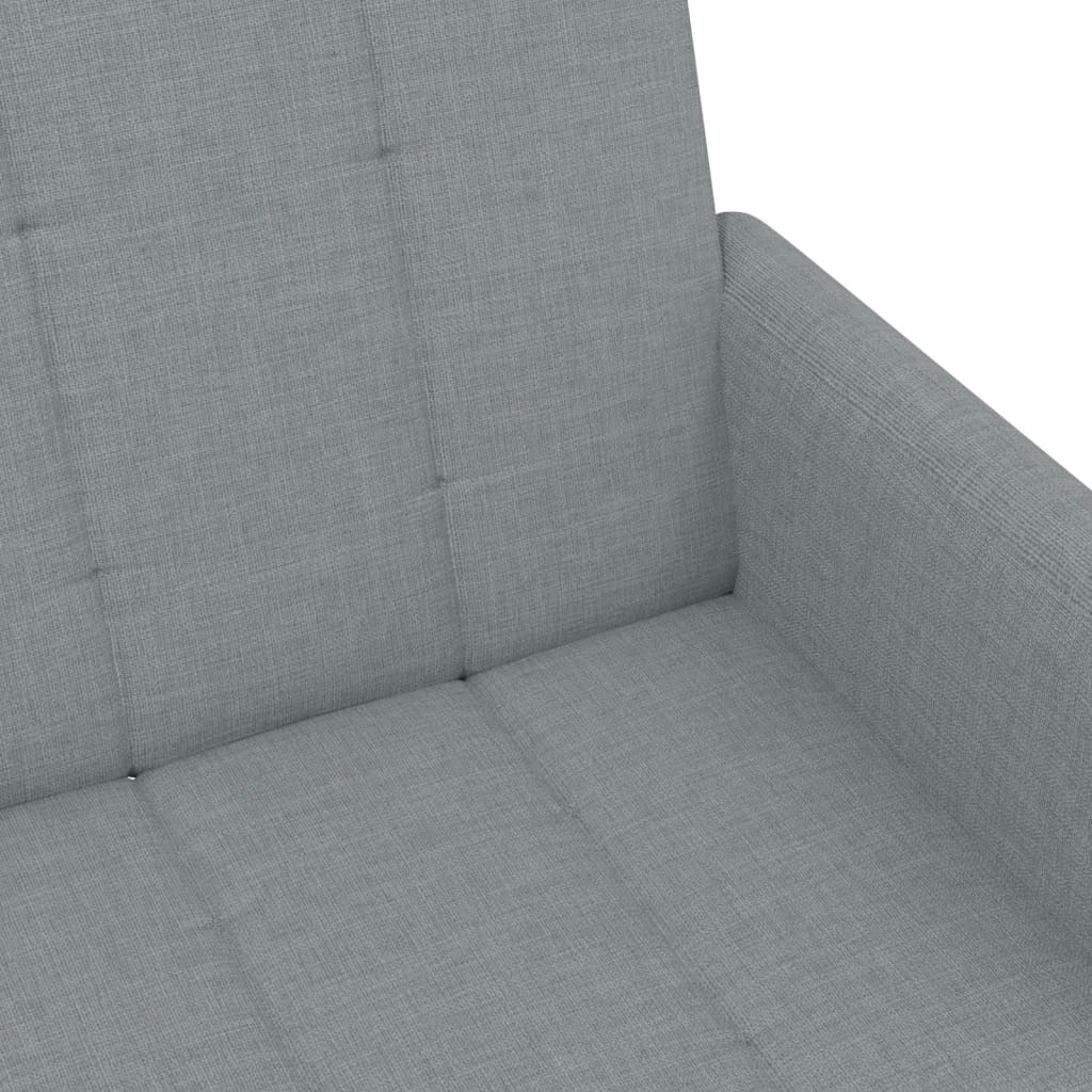 Divano Letto a 2 Posti con Poggiapiedi Grigio Chiaro in Tessuto - homemem39